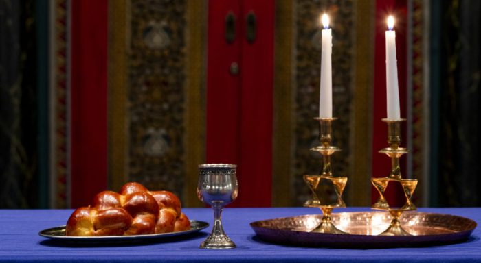 challah bread and candles for shabbat