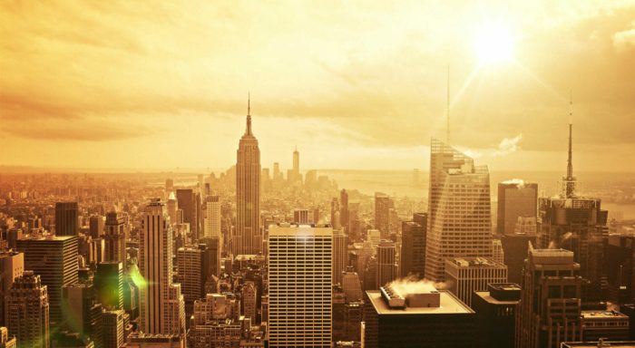 sunset new york city skyline